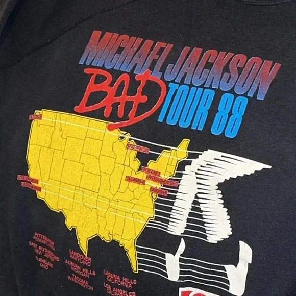 VTG 1988 Michael Jackson Bad Tour Concert Unisex LS Black Sweatshirt - Picture 6 of 16